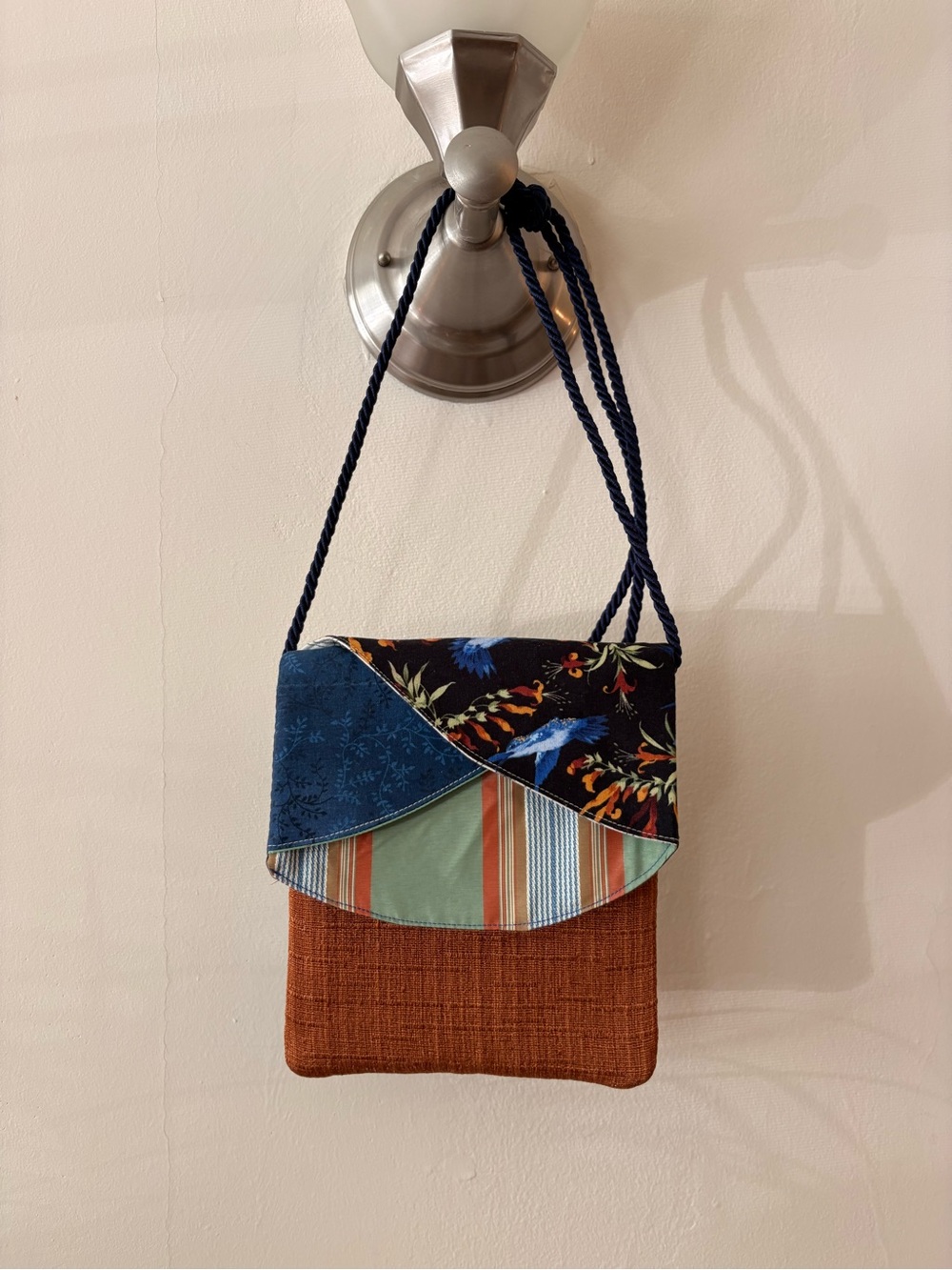 Handcrafted Multicolor Patchwork Crossbody Bag Boho Folk Art Artisan Purse